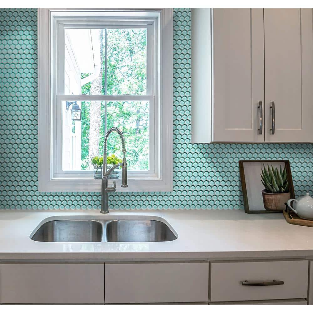 Apollo Tile Penny 1 " X 1 " Straight Edge Glass Mosaic Sheet Wall & Floor Tile