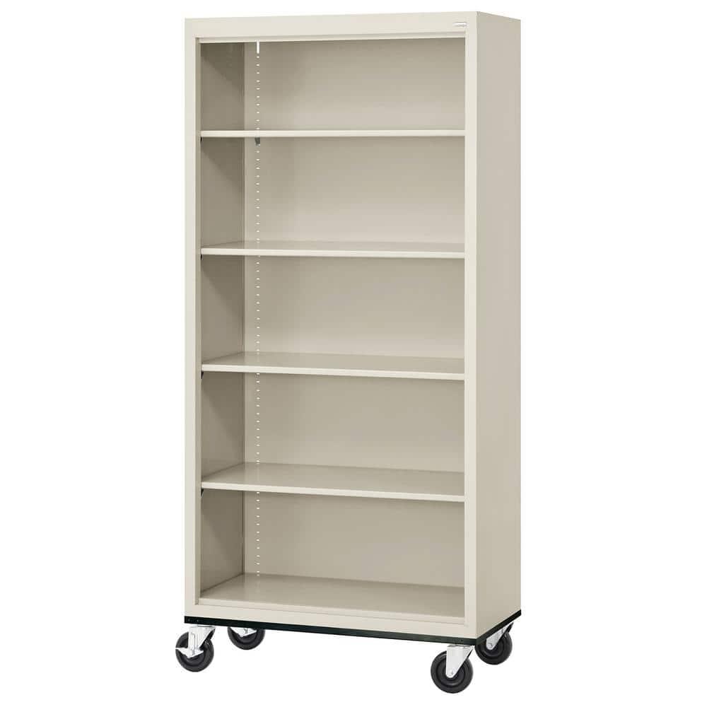 Sandusky Lee 36" W x 18" D x 78" H Steel Mobile Bookcase with 4 Adjustable Shelves by Sandusky