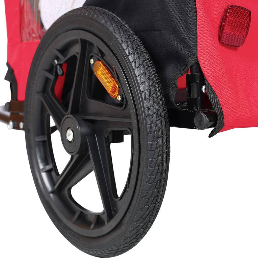 EEPHO Bicycle trailer for pets outdoor foldable red color dog trailer with reflectors and safty flag