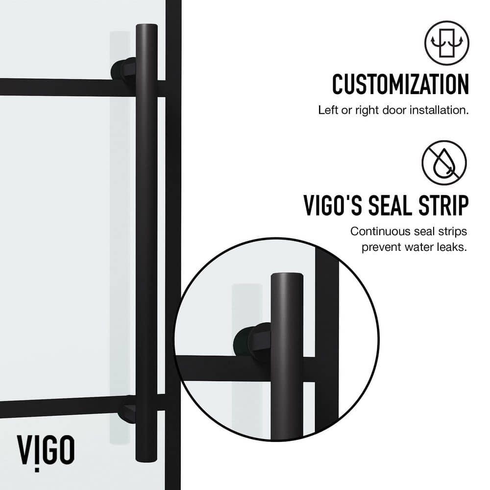 Elan 56-60" W x 74" H Sliding Frameless Shower Door with 3/8" Grid Clear Glass