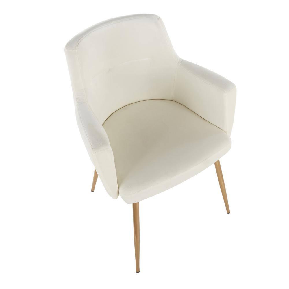LumiSource Gold Metal, Cream Velvet Andrew Chair - Set of 2