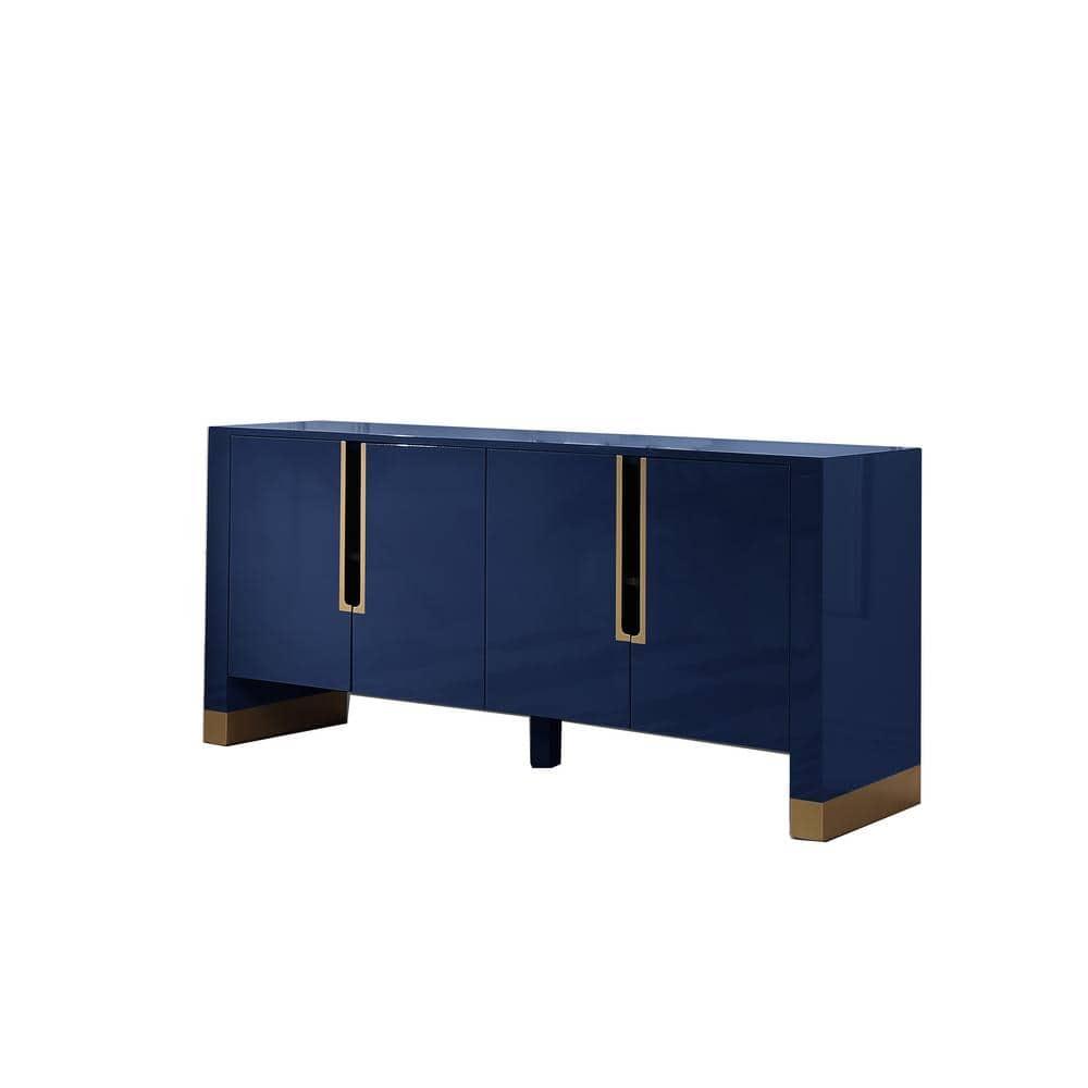 Best Master Furniture Akantha 68" Wood Sideboard with Gold Accents in Blue