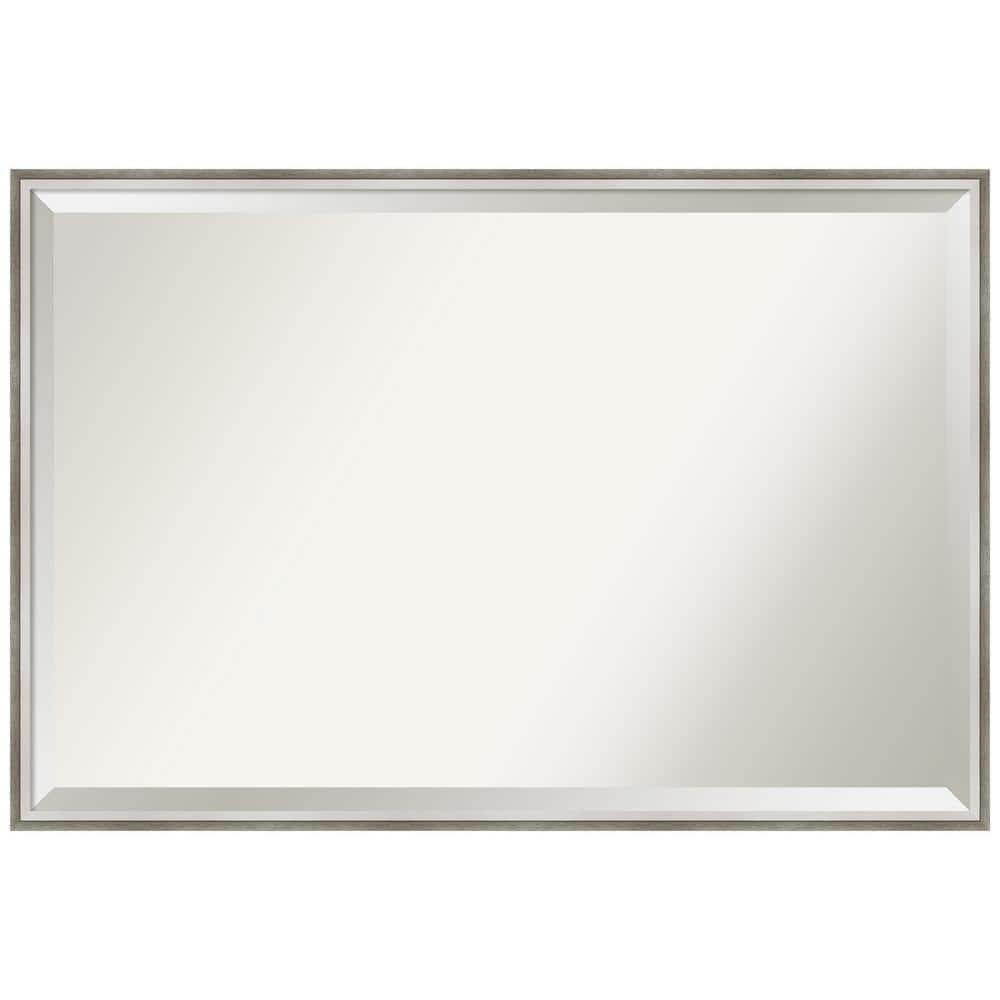 Elegant 37" x 25" Bronze and Silver Wood Bathroom Vanity Mirror