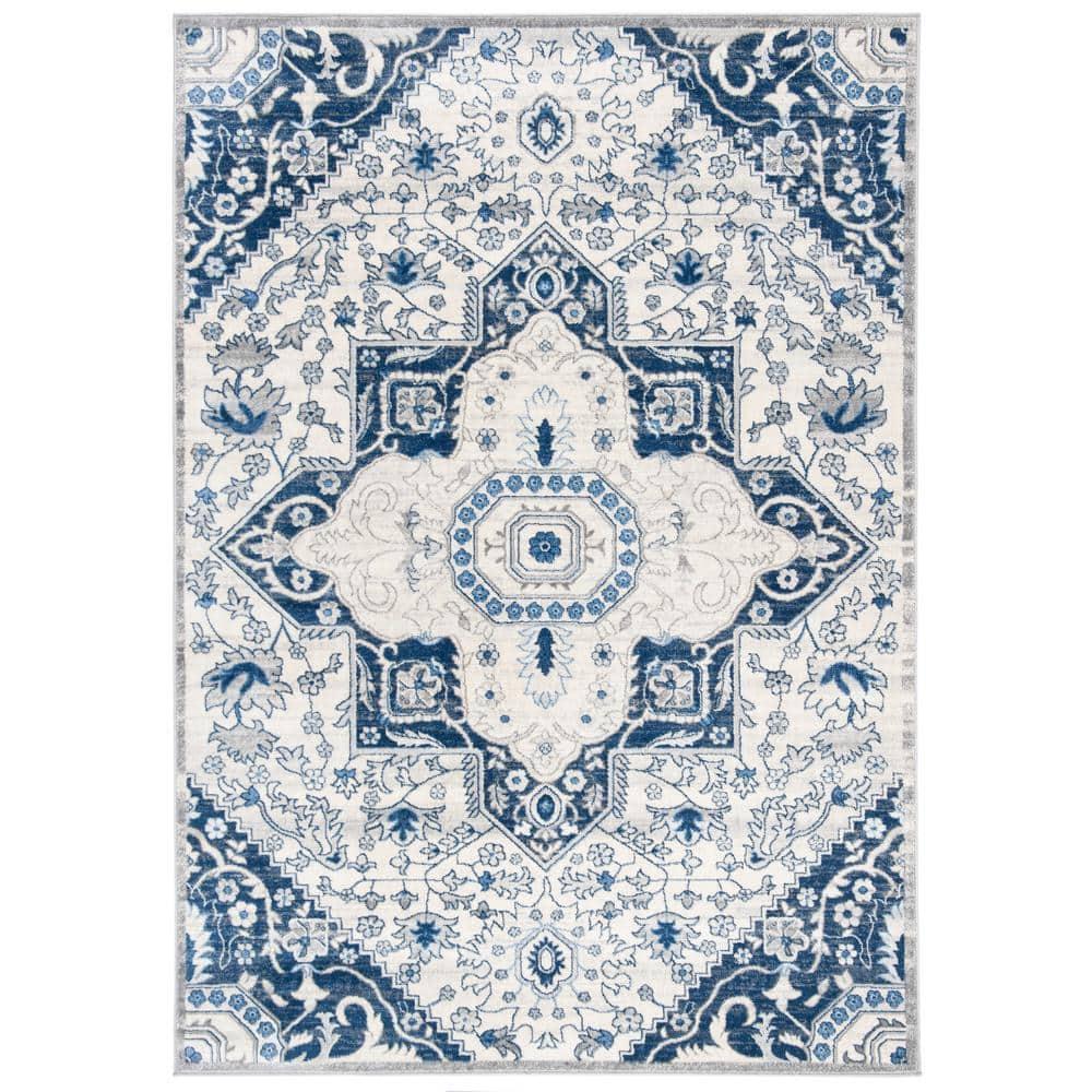Brentwood BNT816 Power Loomed Indoor Area Rug - Cream/Blue - 9'x12' - Safavieh