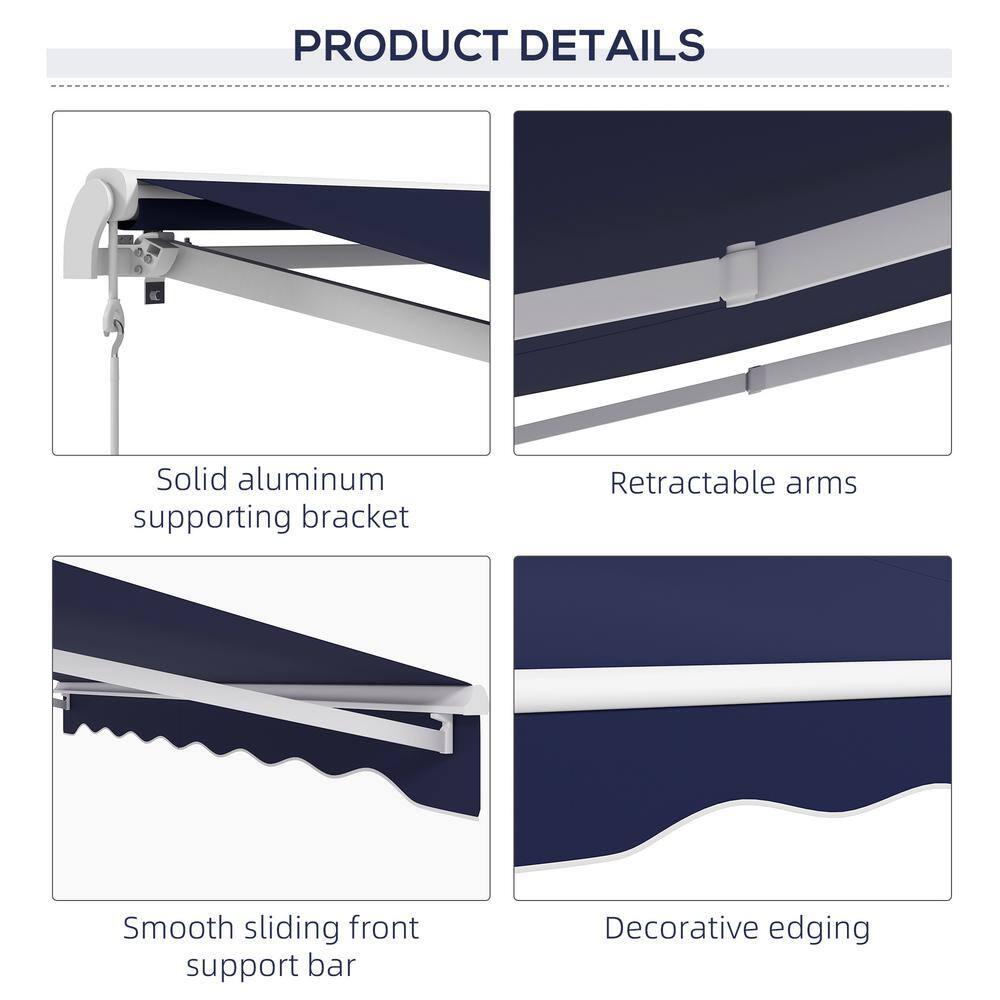 Outsunny 59'' Polyester Cream Cover Motorized Retractable Patio Awning