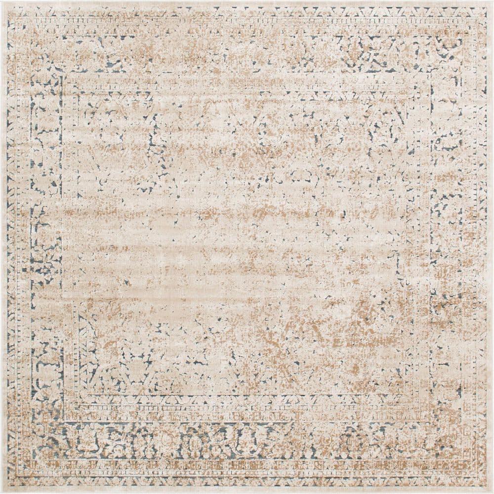 Unique Loom Chateau Collection Area Rug - Jefferson (7' 1" Square Beige/Light Brown)