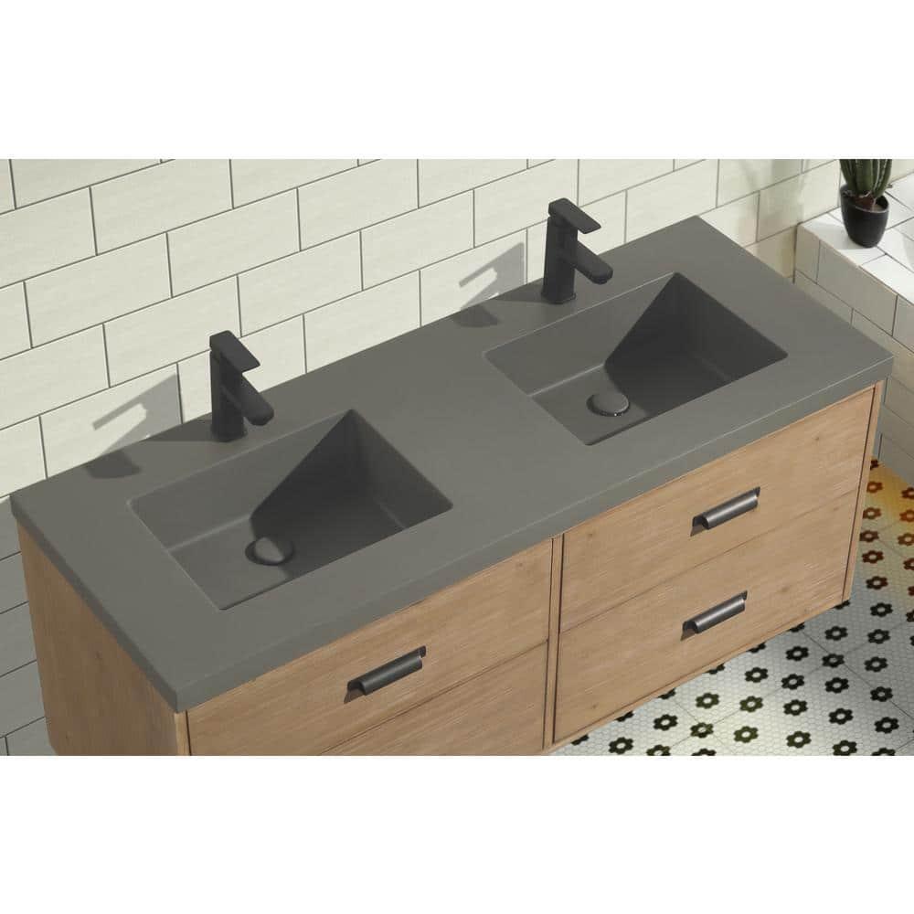 Sand & Stable™ Clary 55'' Double Bathroom Vanity with Concrete Top