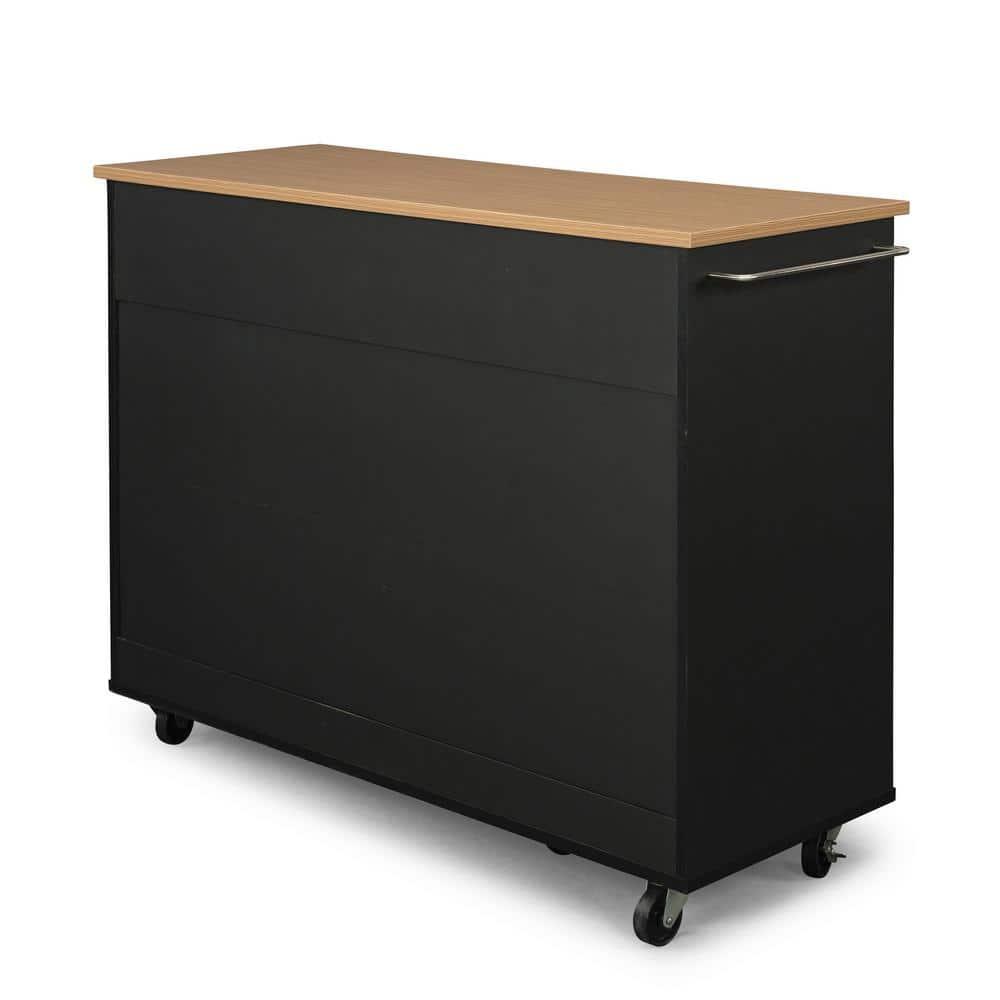 Homestyles Storage Plus Wood Kitchen Cart in Black