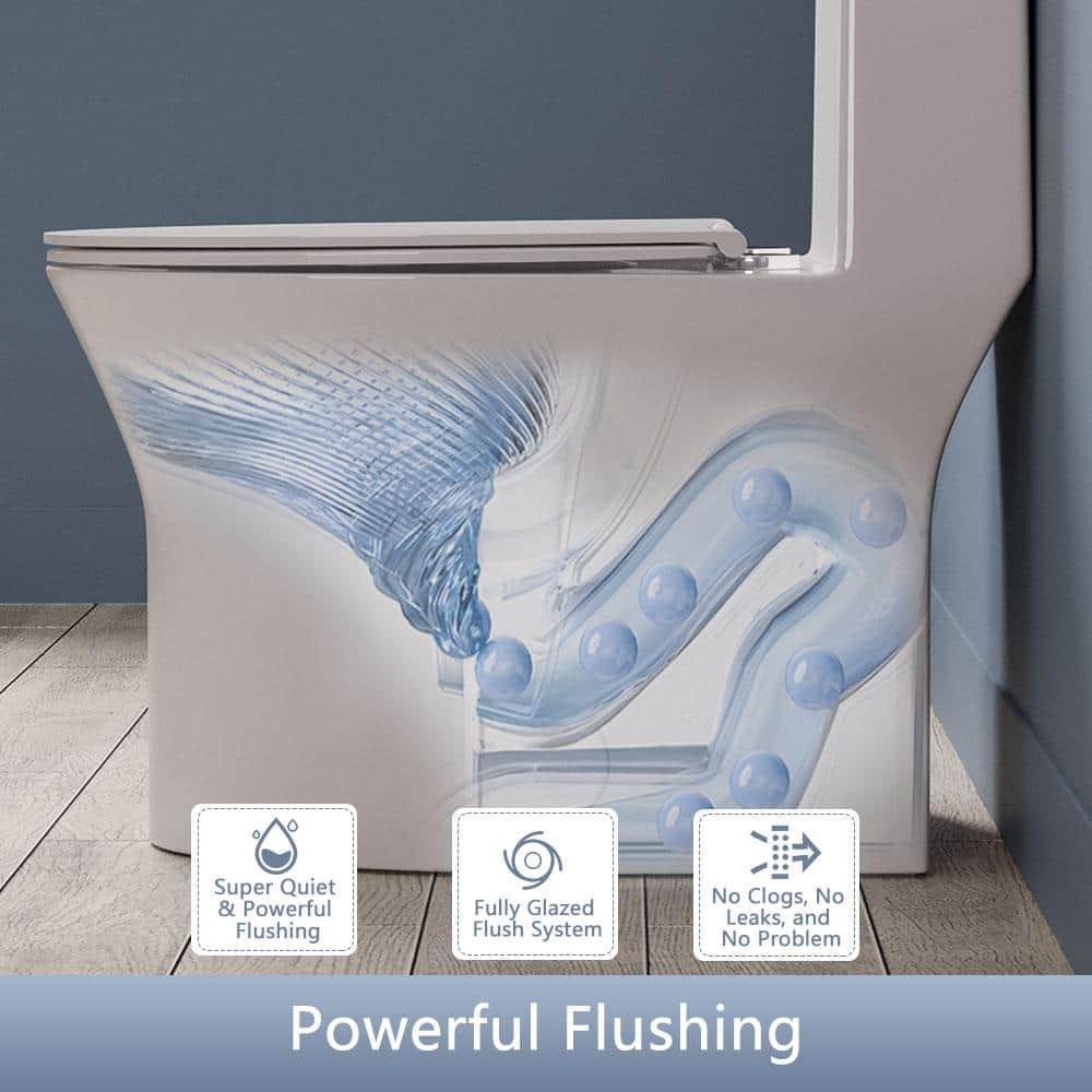 One Piece Toilet For Bathroom, Modern Bathroom Toilet with Dual Flush 1.1/1.6 Gpf Fully Skirted Toilets(Soft Close Seat)