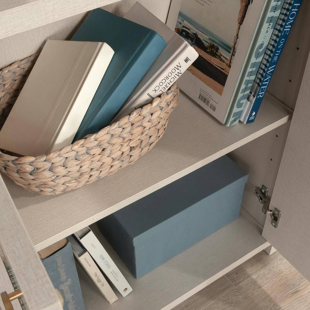 Sauder 70" 5 Shelf Grand Coast Bookcase with Doors Dove Linen