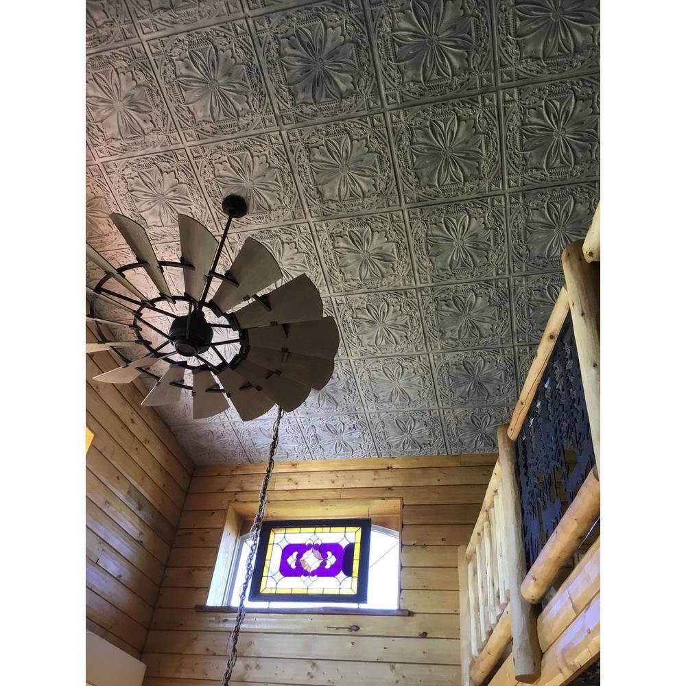 FromPlainToBeautifulInHours Milan 24'' L x 24'' W Textured PVC Drop-In & Glue Up Ceiling Tile Ceiling Tile (Set of 25)