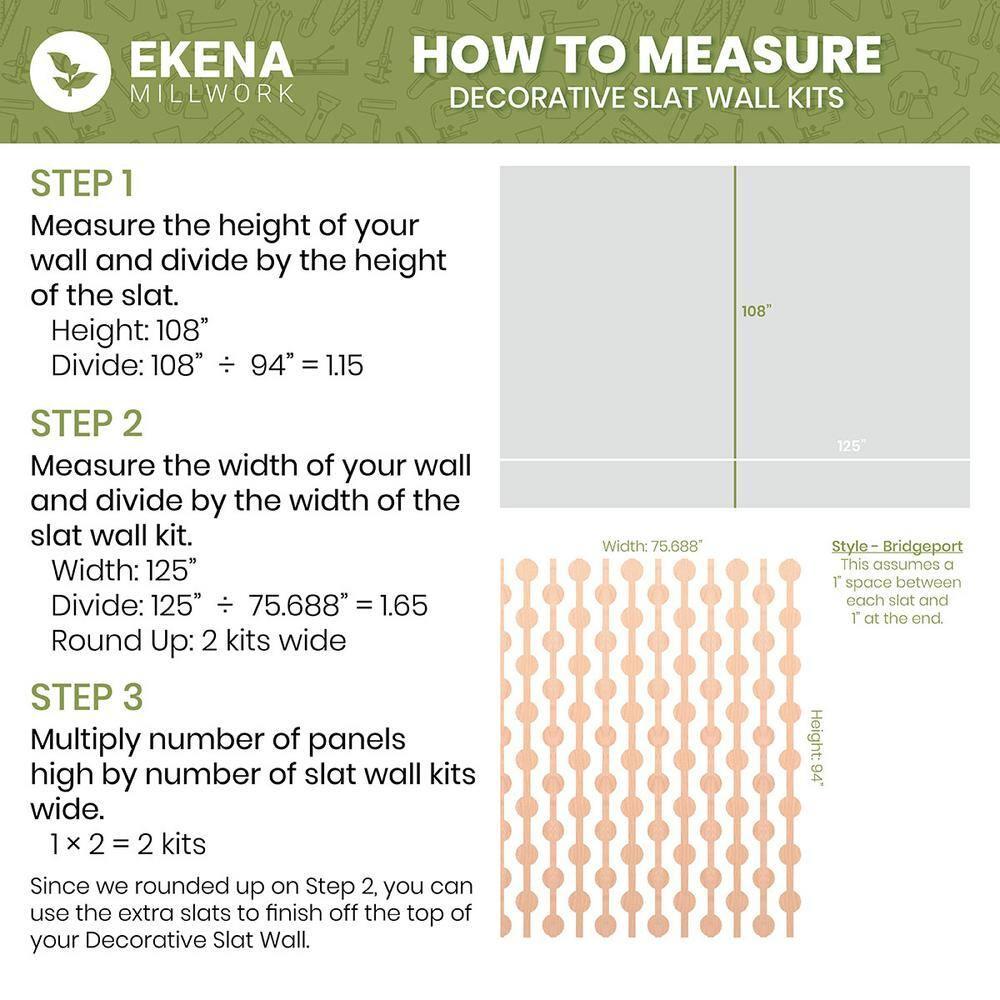 Ekena Millwork Wabash Adjustable Wood Decorative Slat Wall Panel Kit