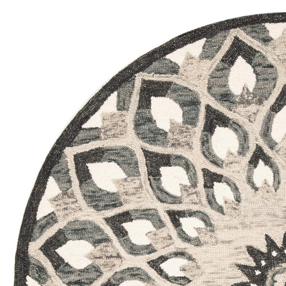 Novelty NOV603 Hand Tufted Area Rug - Charcoal/Ivory - 6' Round - Safavieh.