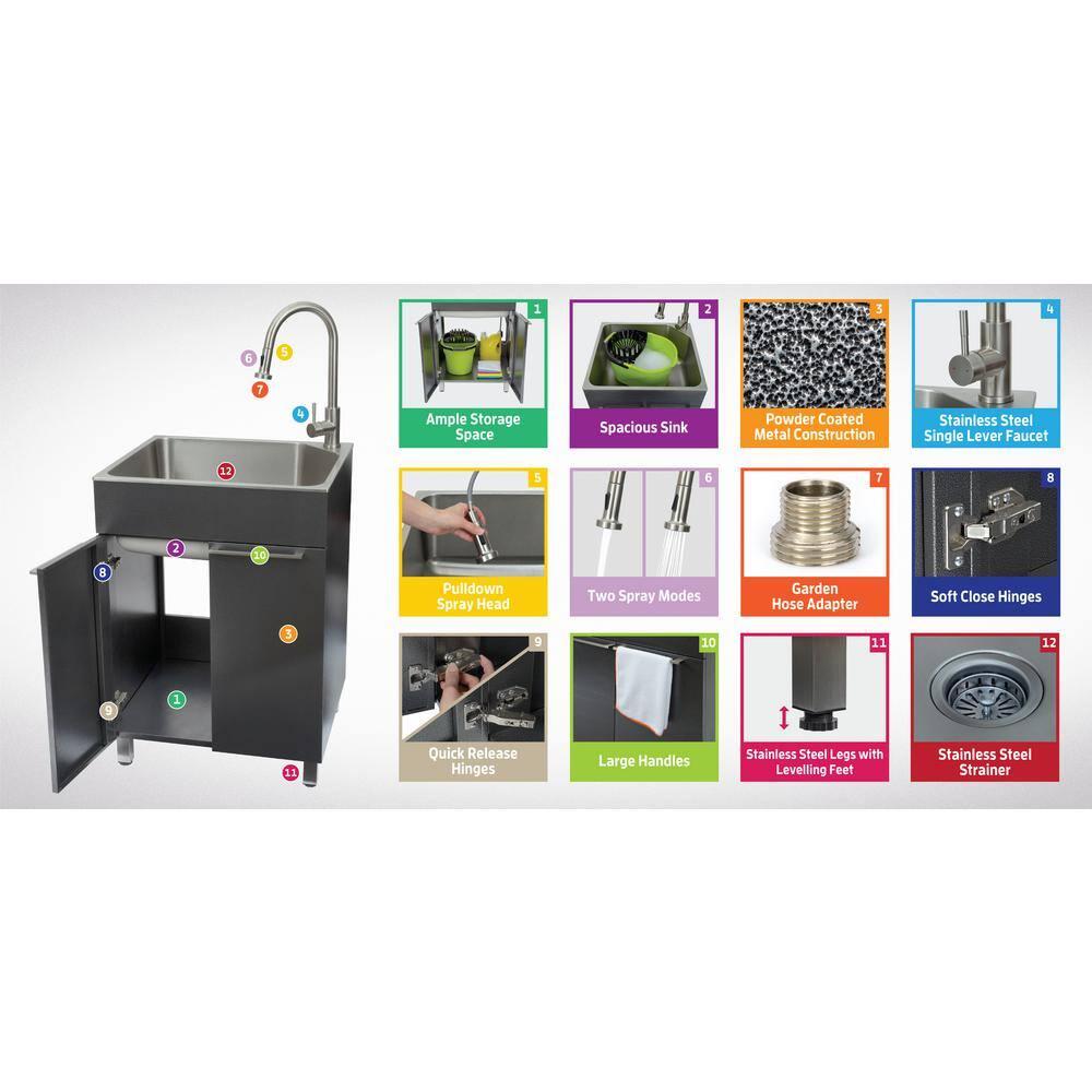All-In-One 24.1" L x 21.3" W Free Standing Laundry Sink with Faucet