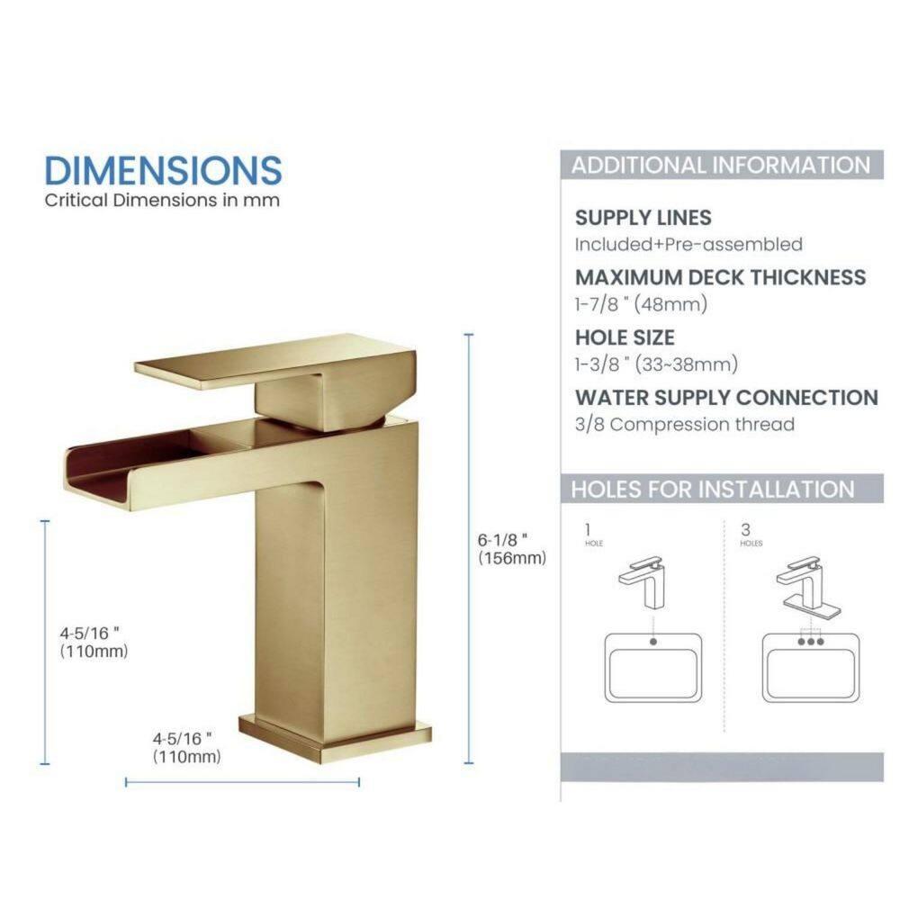 Kibi USA Single-handle Bathroom Vanity Sink Faucet w/ Water Hose Brushed Gold Brushed