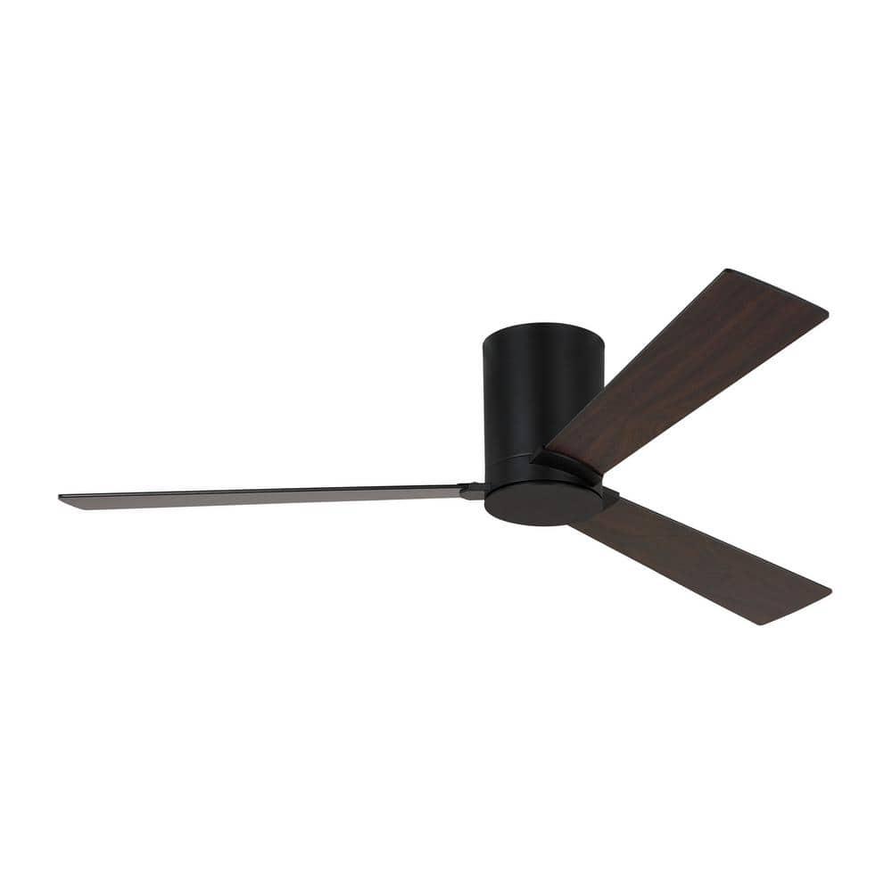Monte Carlo 3RZHR52MBK Rozzen Hugger 52" Black Ceiling Fan with Remote Control, Reversible DC Motor, Damp Rated, 3 Reversible Blades (Midnight Black and American Walnut)