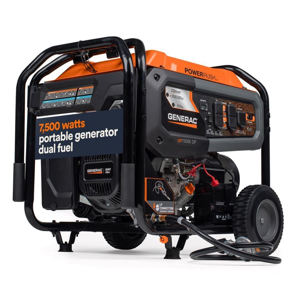 Generac 8011 GP7500E 7,500-Watt Dual-Fuel Compatible Portable Generator, 49-ST