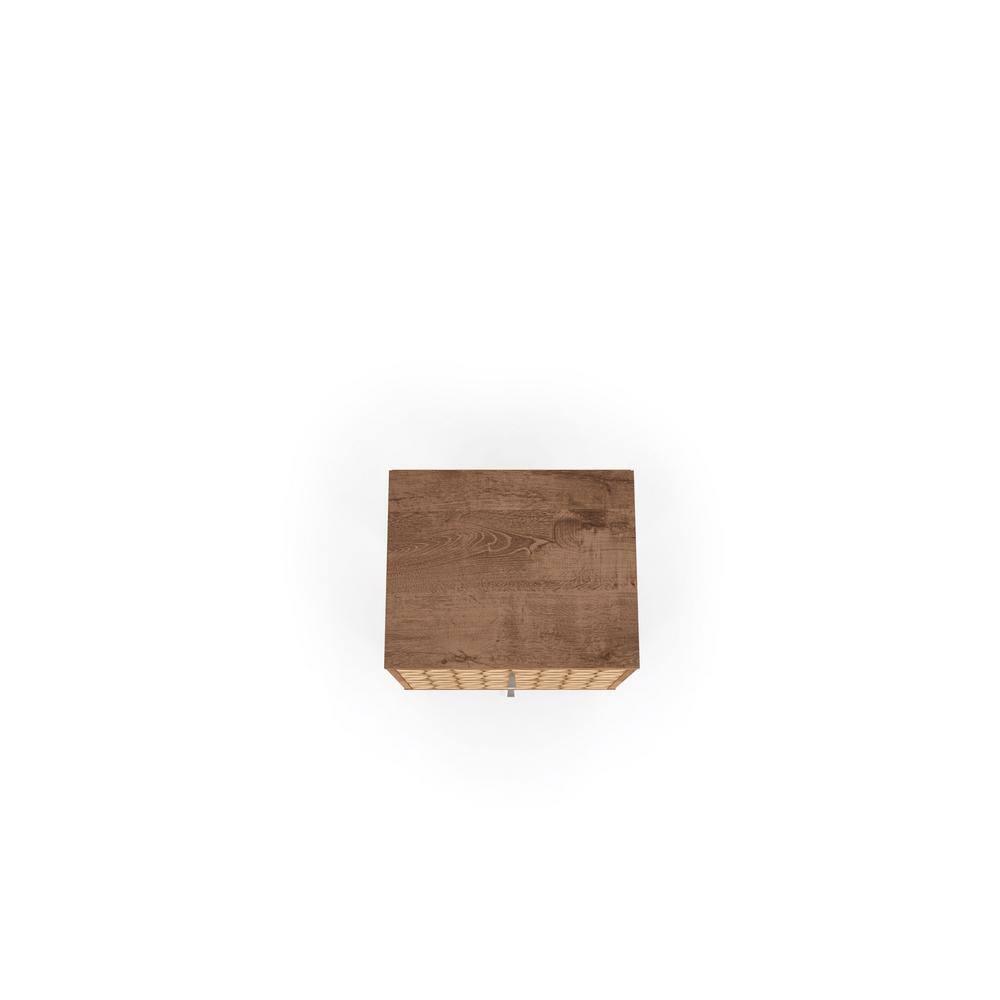 Liberty 2.0 Mid Century Modern Nightstand with 3D Brown Prints Rustic Brown - Manhattan Comfort