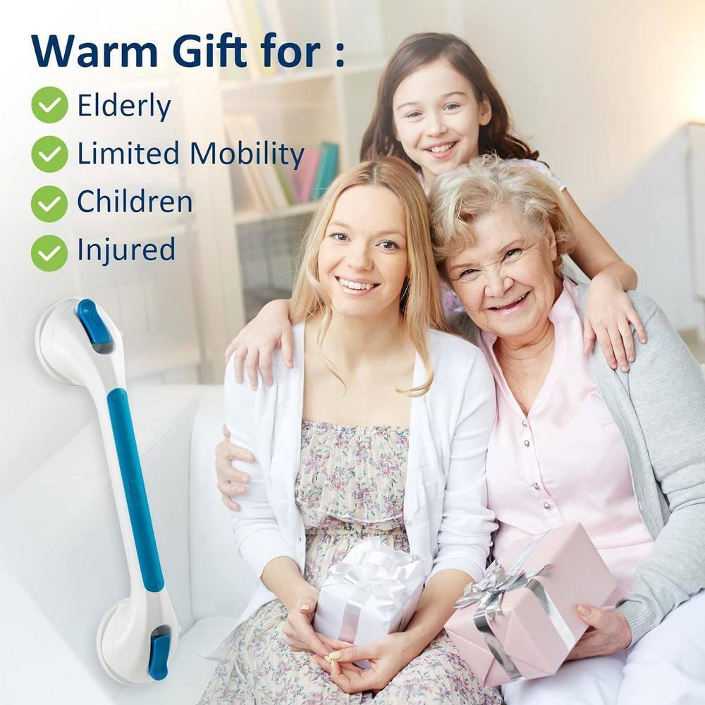 TAILI Shower Grab Bar 2 Pack Suction Grab Bars for Bathtubs and Showers, Heavy Duty Shower Handle Removable Bathroom Safety Grip for Seniors and Elderly, Shower Handrails No Drilling Waterproof, Blue