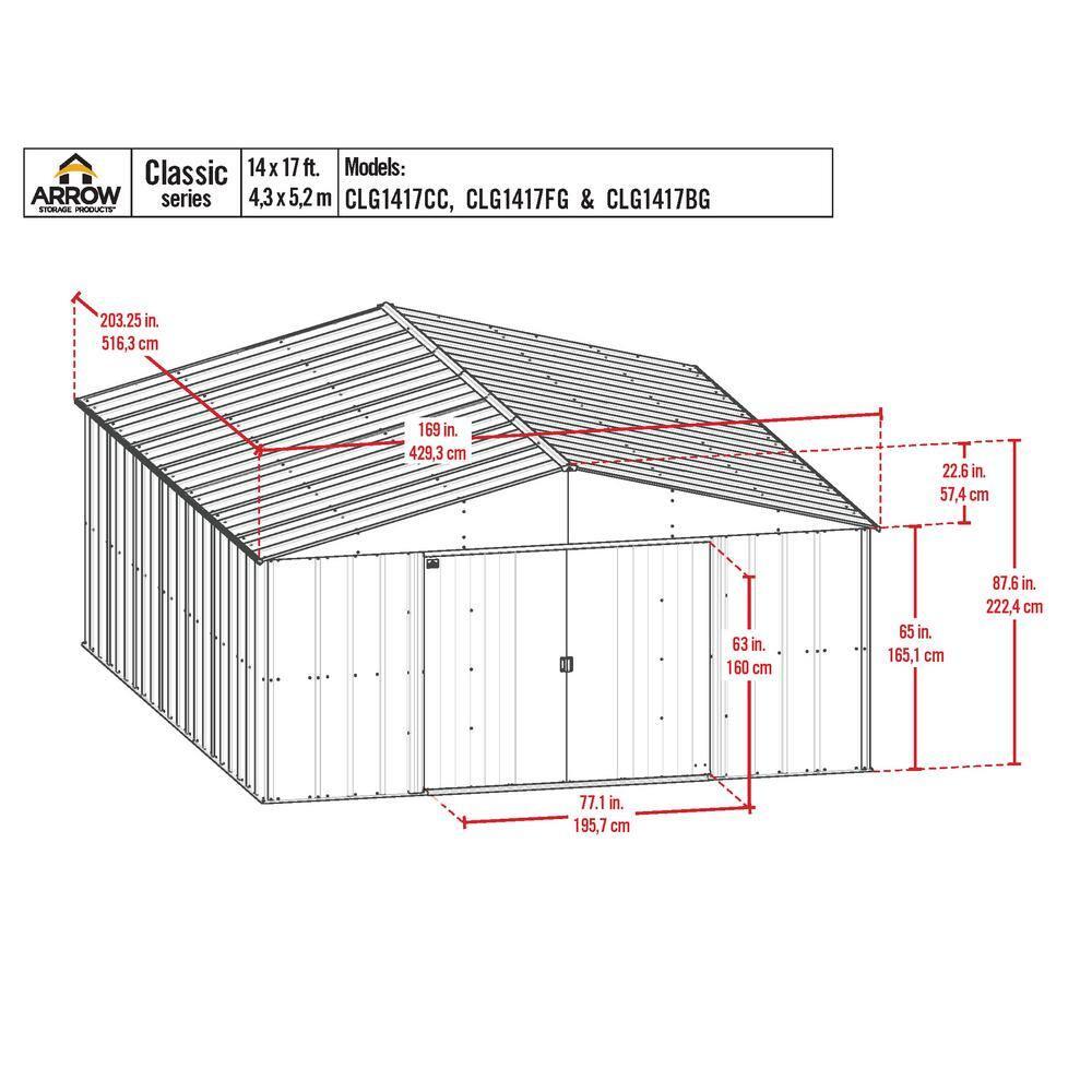 Arrow Arrow Classic Metal Shed, 14 x 17
