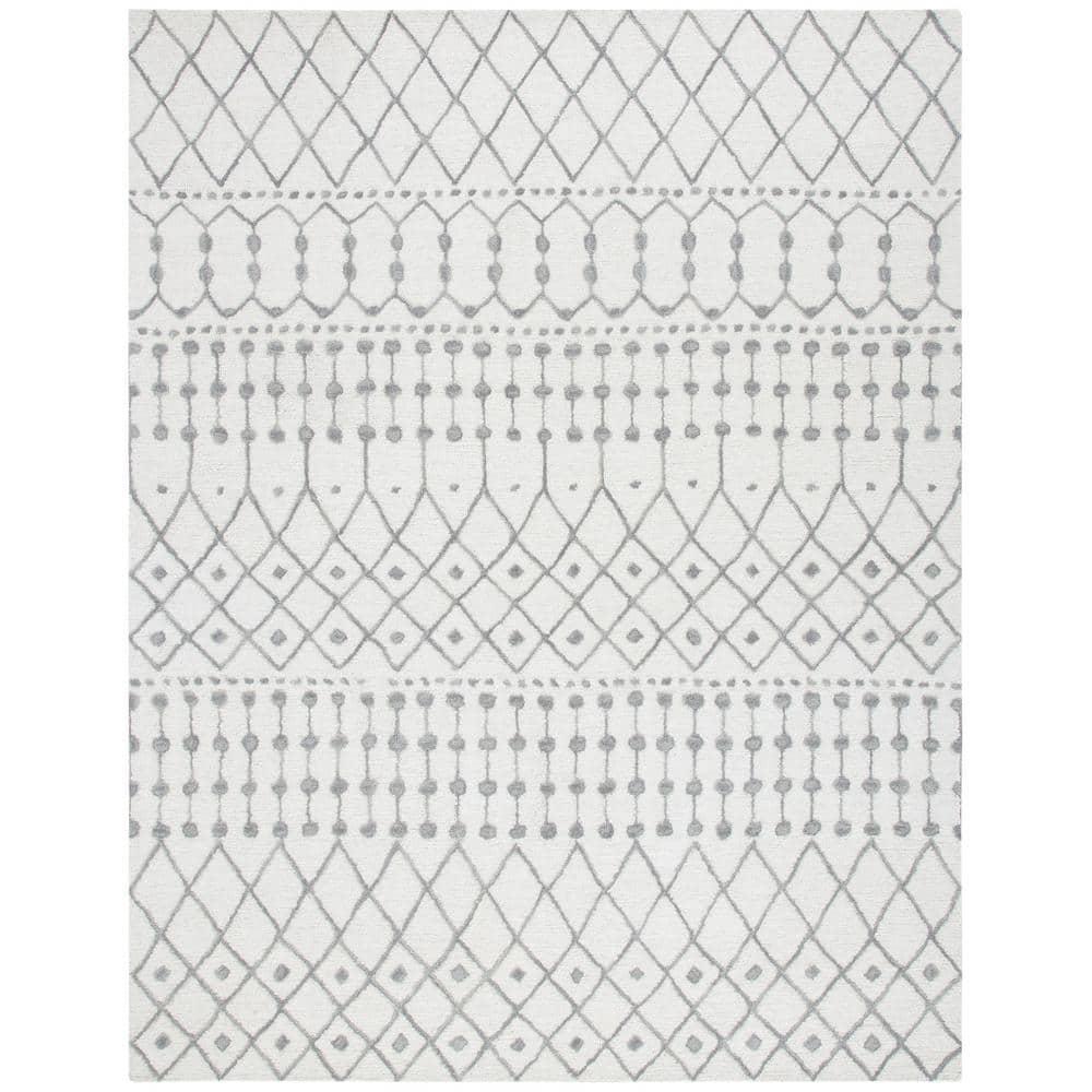SAFAVIEH Blossom Aspen Geometric Wool Area Rug, Ivory/Grey, 10' x 14'