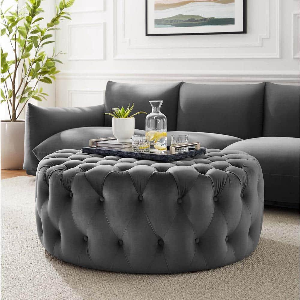 Modway Modway Amour Tufted Button Large Round Performance Velvet Ottoman