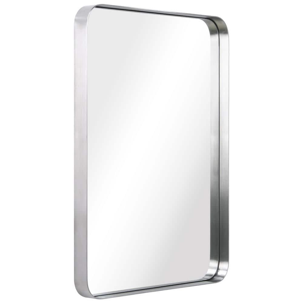 Empire Art Direct Ultra Brushed Silver Stainless Steel Frame Rectangle Wall Mirror, 22" x 30" x 2", Ready to Hang