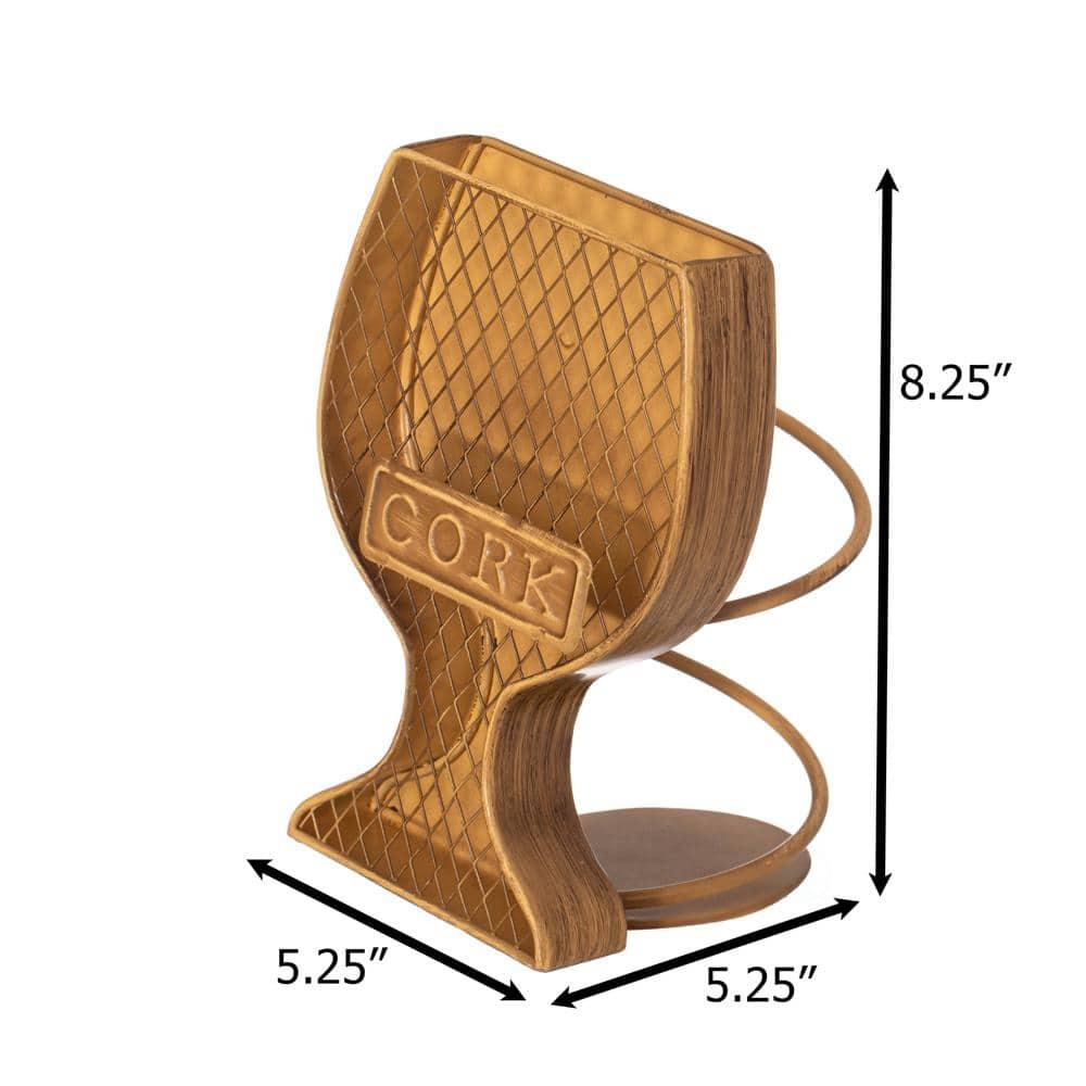 Vintiquewise Decorative Metal Goblet Shape Wine Bottle and Cork Holder A Unique Home Decor Piece and Countertop Accessory