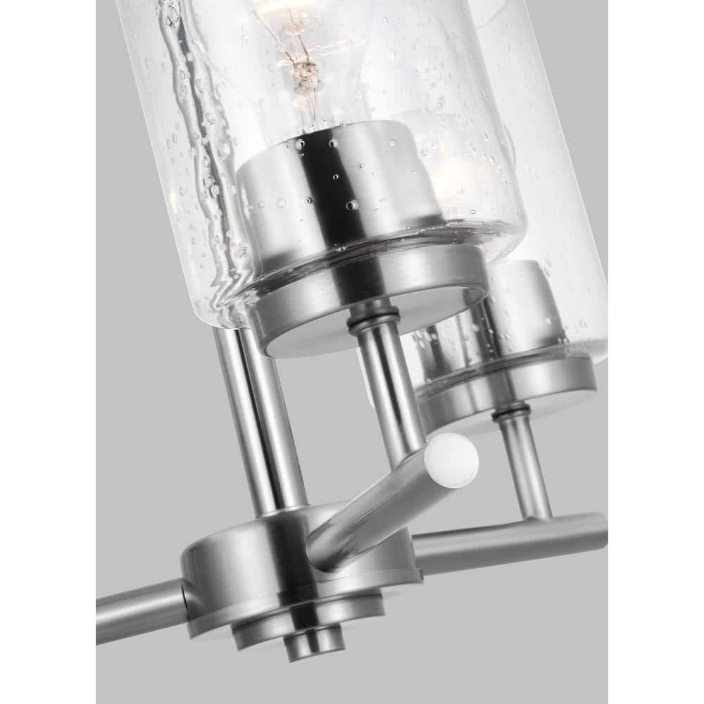 Generation Lighting 31170-962 Oslo - 3 Light Chandelier in Contemporary Style-16.5 Inches Tall and 15 Inches Wide, Brushed Nickel Finish with Clear Seeded Glass