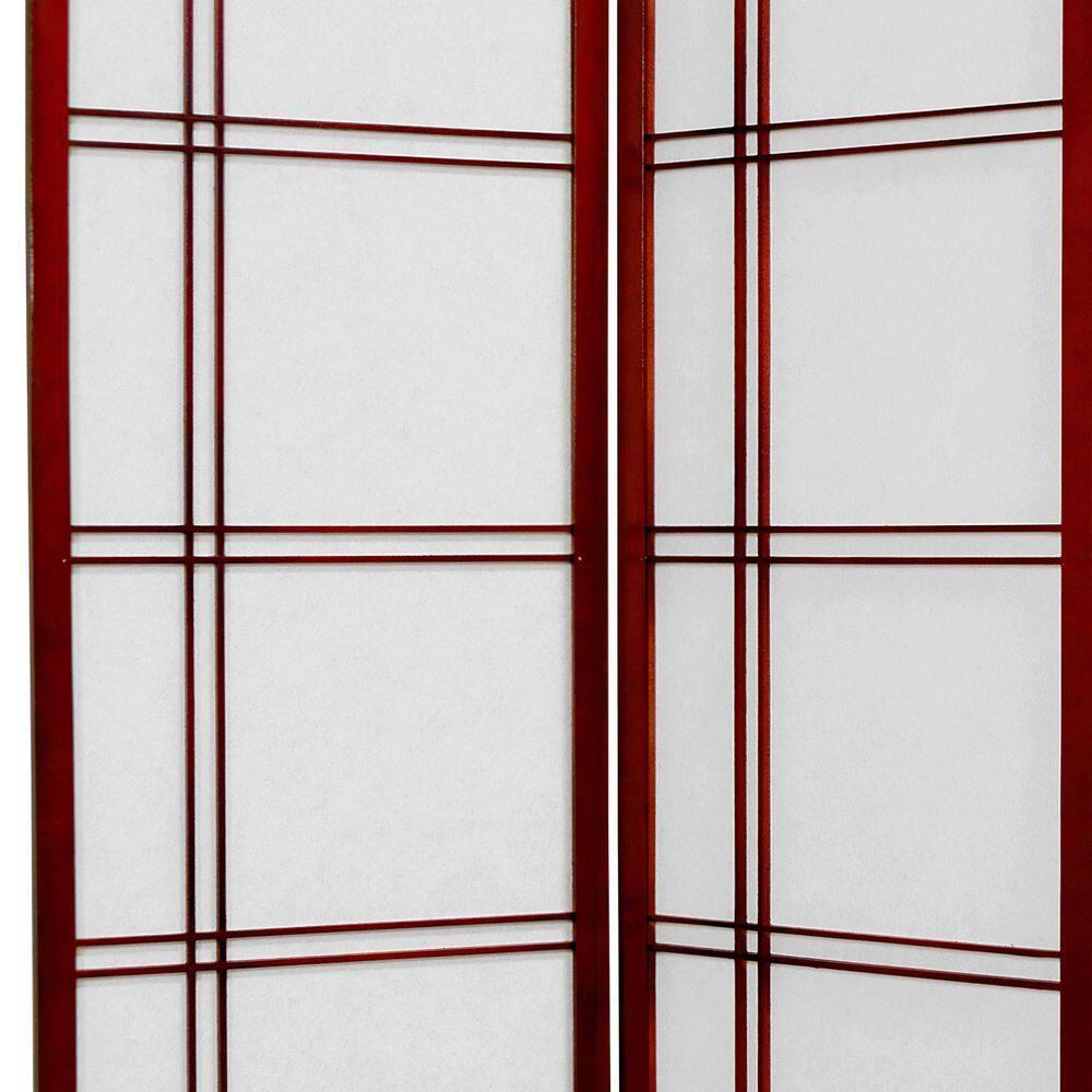 Handmade 84-inch Double-cross Wood/Rice-paper Shoji Screen (China) 3 Panel Rosewood