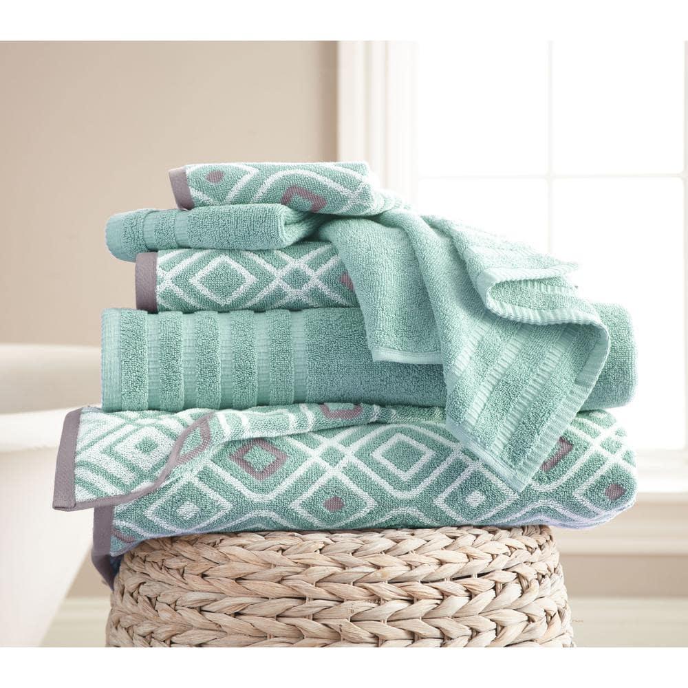 Modern Threads Modern Threads Oxford 6-Piece Yarn Dyed Jacquard & Solid Towel Set – 100% Combed Cotton, Quick Dry & Absorbent Bath, Hand & Washcloths