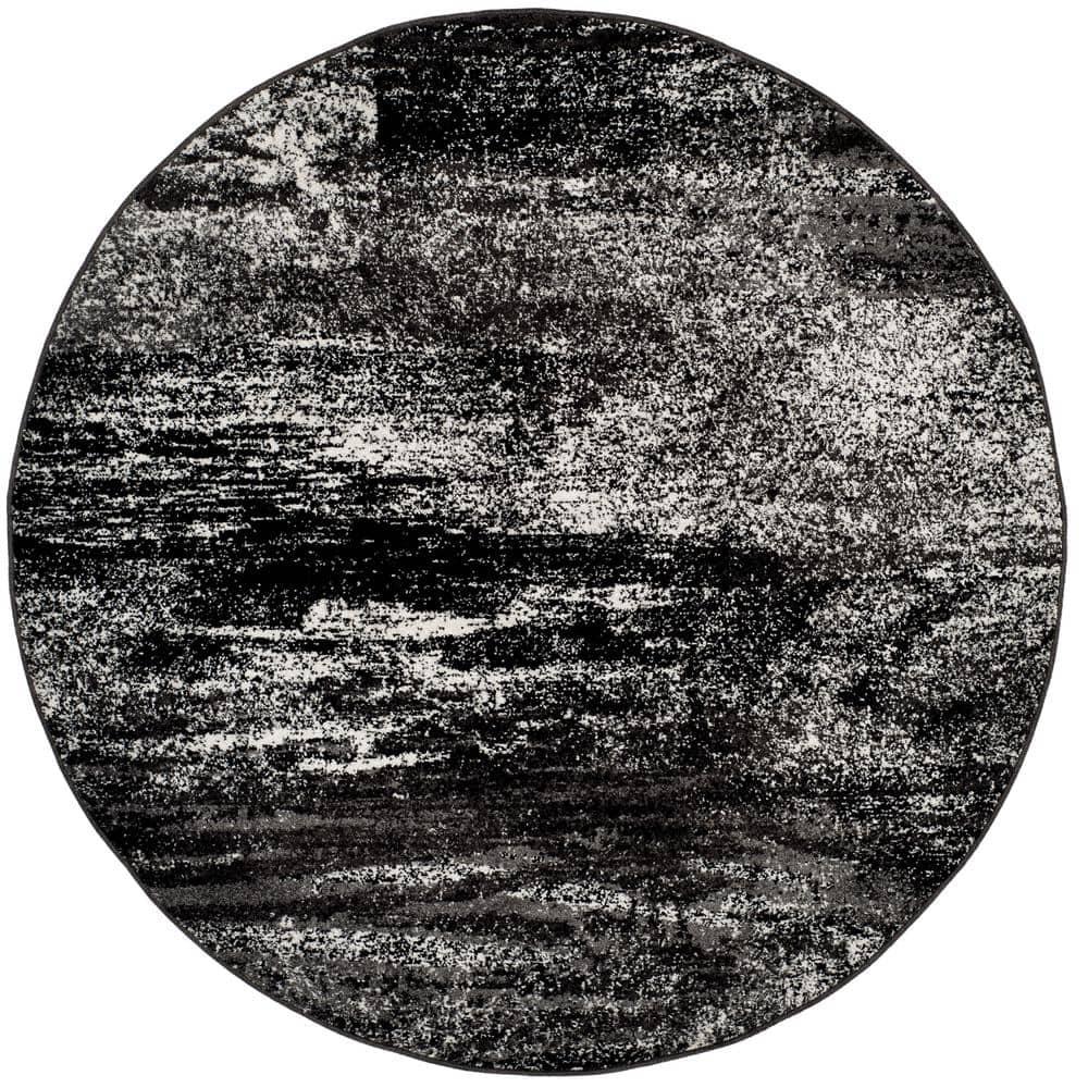 Adirondack ADR112 Machine Made Indoor Area Rug - Silver/Black - 9' Round - Safavieh