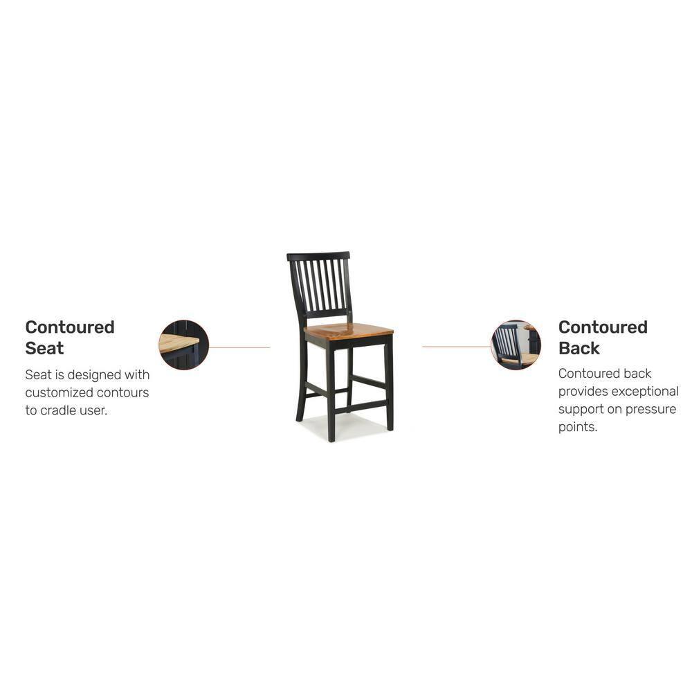 Home Styles Black Counter Stool with Oak Finished Seat