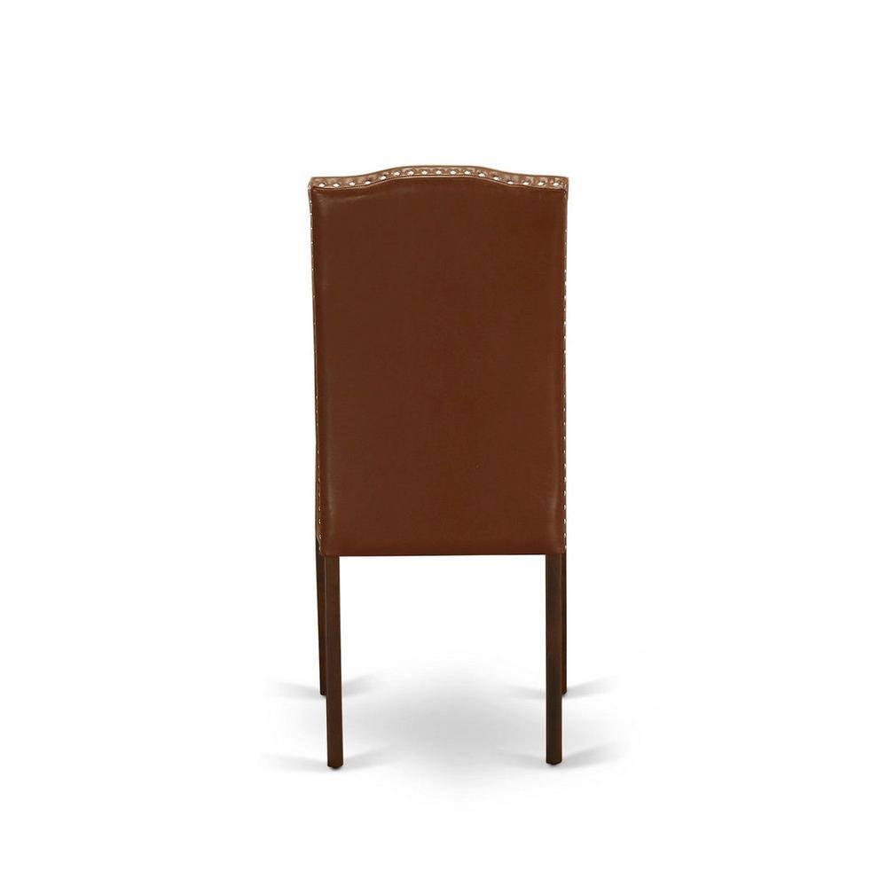Encinal Parson Chair with Mahogany Leg & Brown Flaux Leather - Set of 2