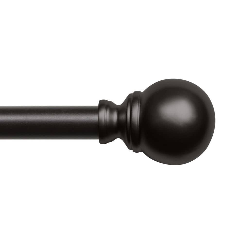 120"x66" Adjustable Sphere Curtain Rod & Finial Set Matte Bronze: 120 Inch, Iron, Single Rod, Exclusive Home