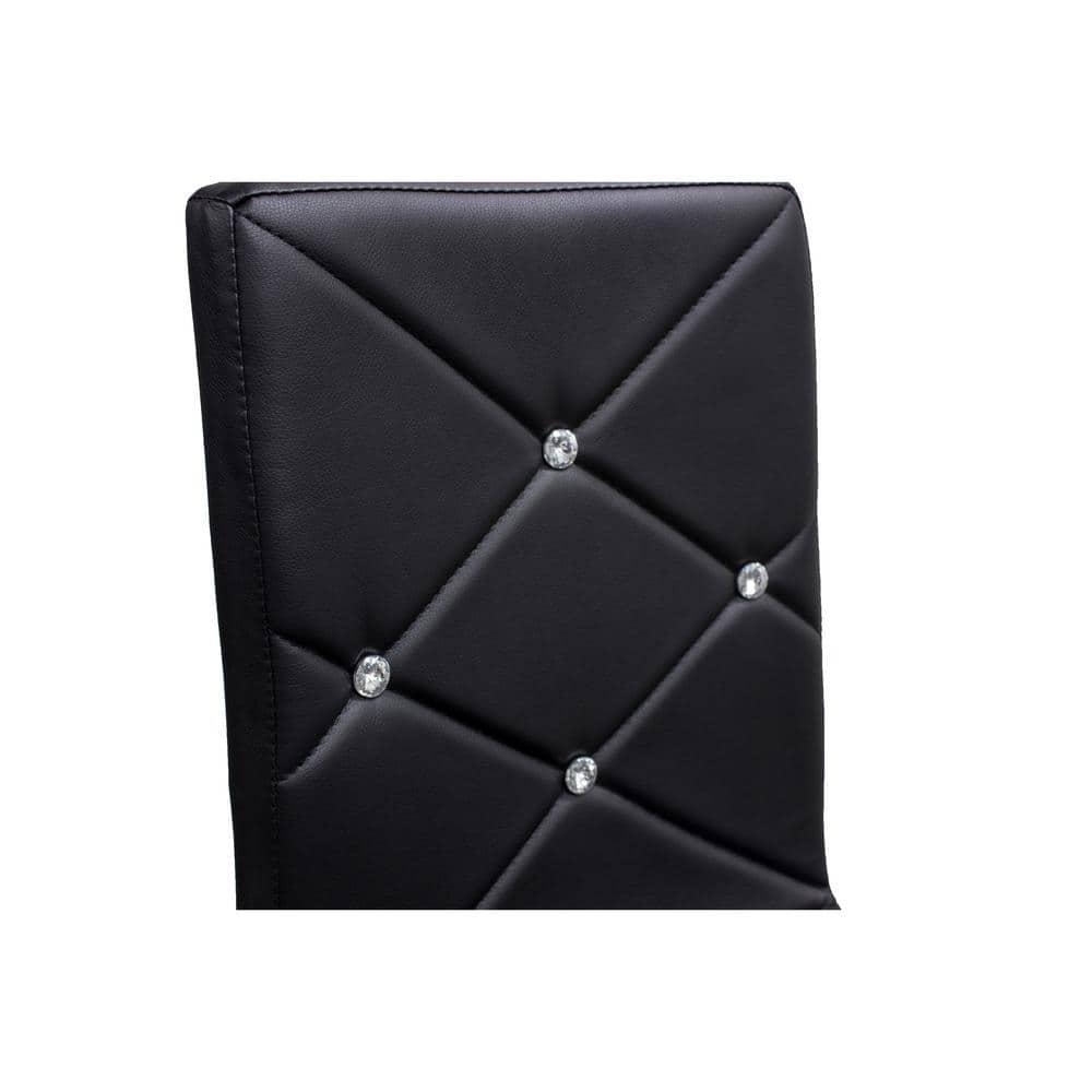 Best Master Faux Leather and Chrome Dining Side Chair in Black (Set of 4)