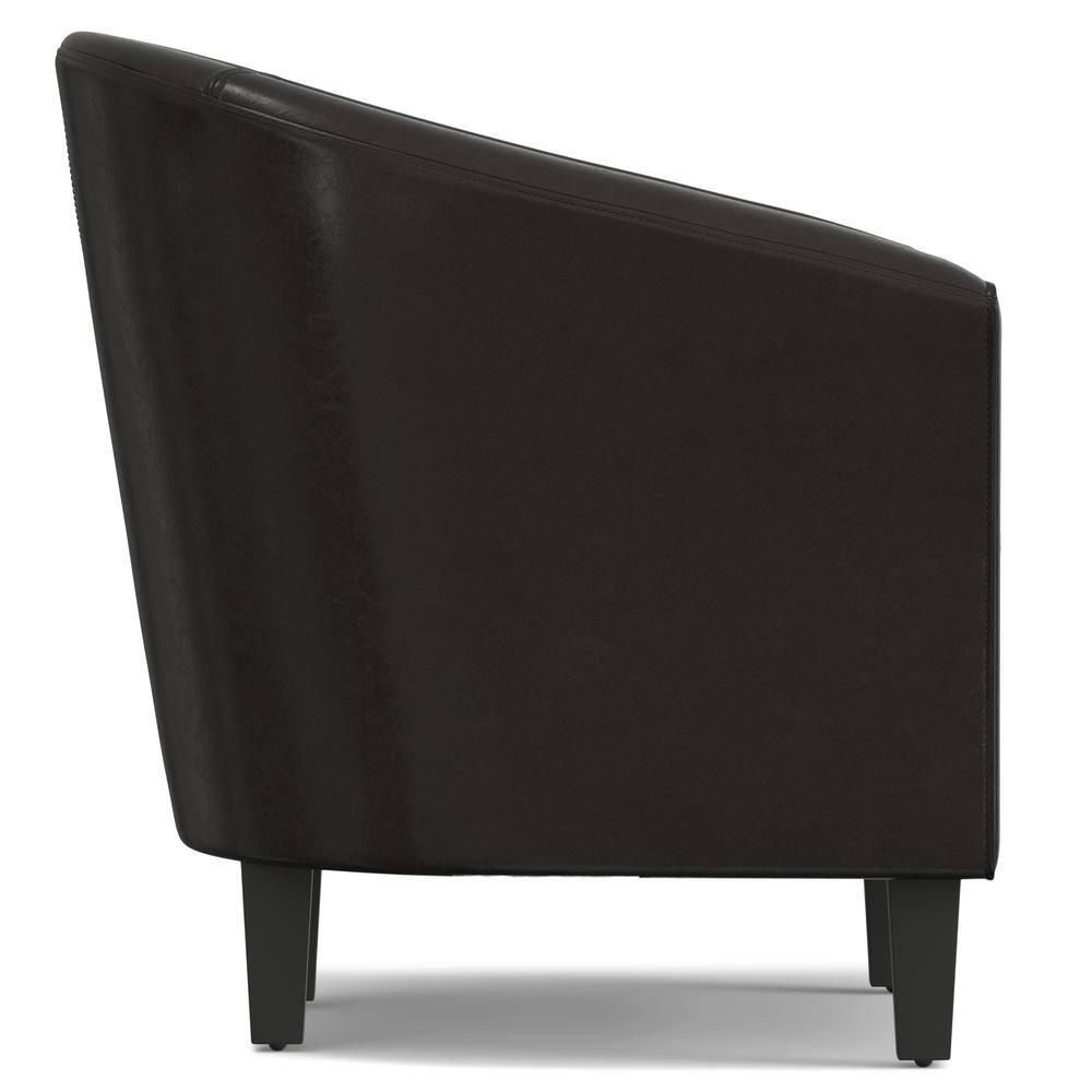 Simpli Home Austin 30"W Upholstered Vegan Faux Leather Contemporary Tub Accent Chair with High Arms and Deep Seat