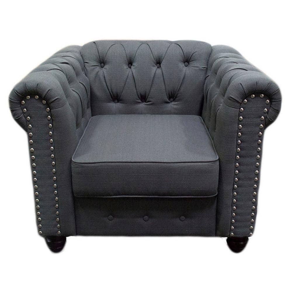 Best Master Venice Fabric Upholstered Living Arm Chair in Charcoal