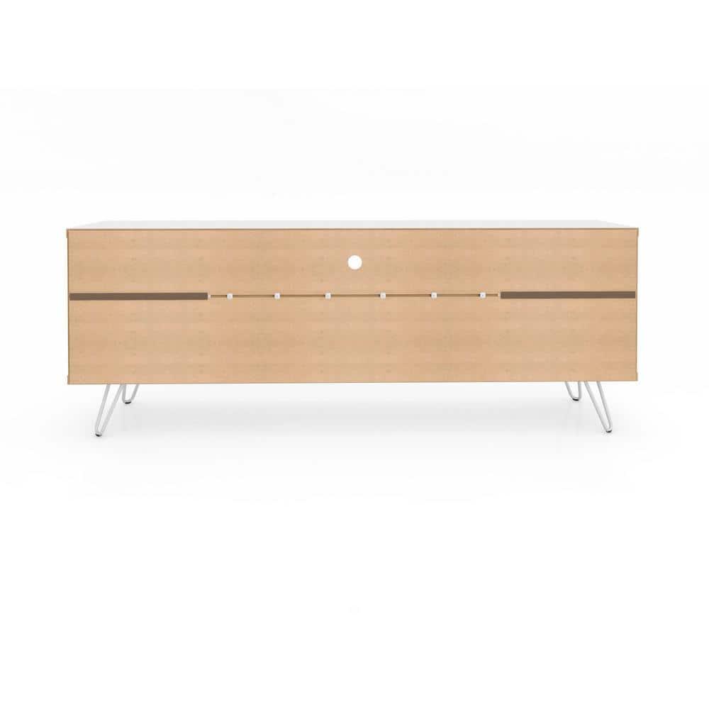 Baxter TV Stand for TVs up to 60" White - Manhattan Comfort: Mid-Century Modern Media Console with Cable Management