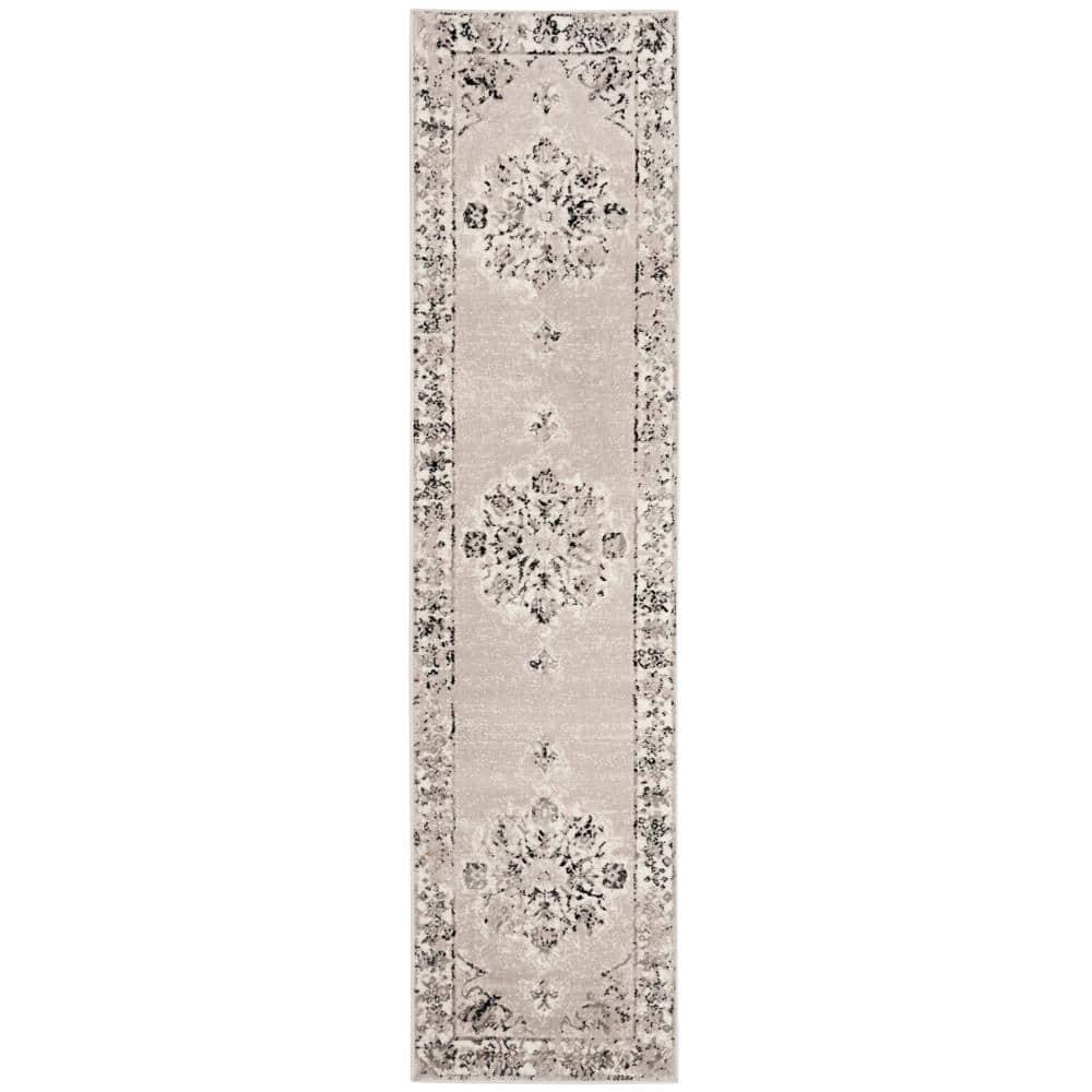 SAFAVIEH Skyler Nikeisha Floral Runner Rug, Grey/Ivory, 2' x 12'