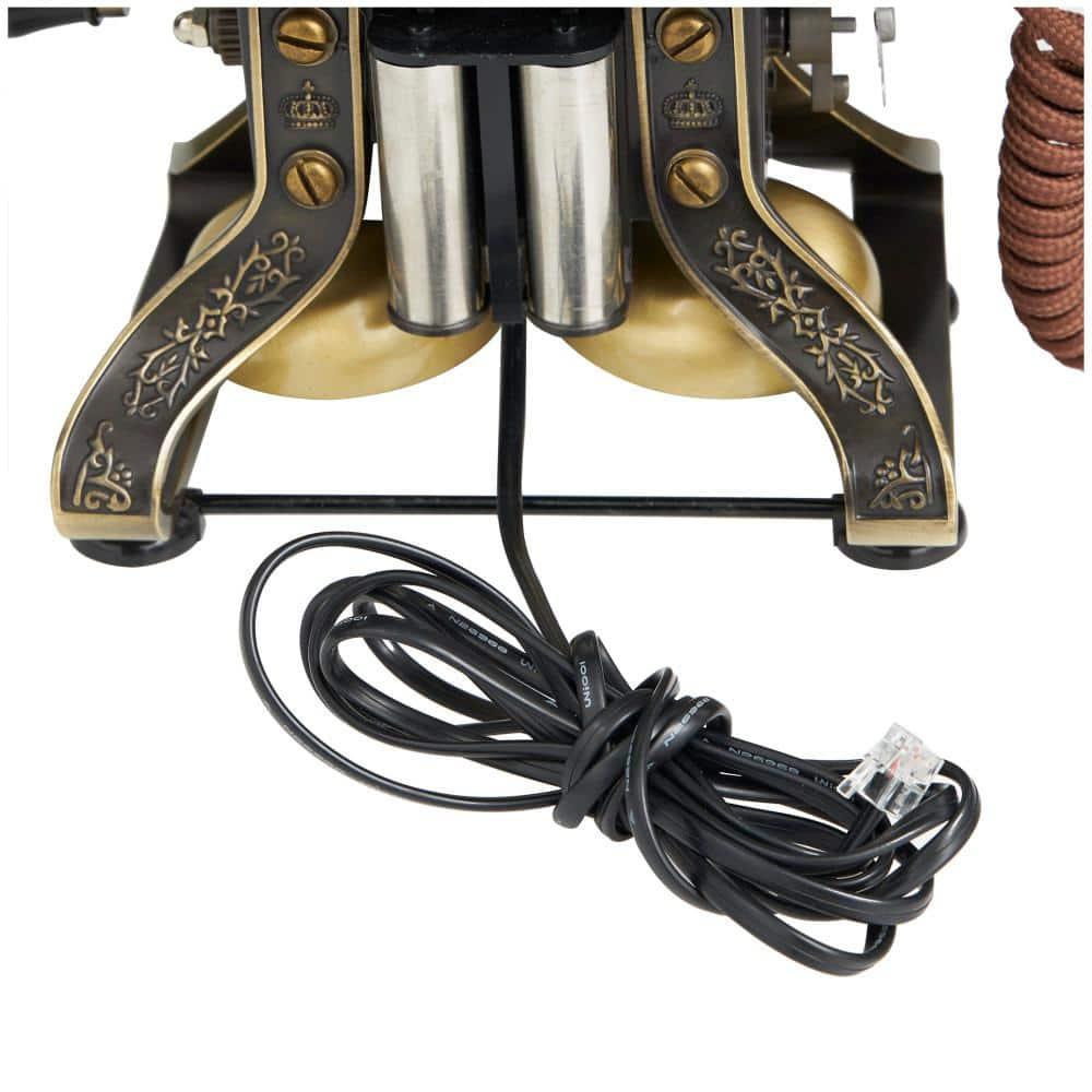 DecMode Vintage Telephone Accent Décor with Tarnish Black and Brass Finish, 10"W x 12"H