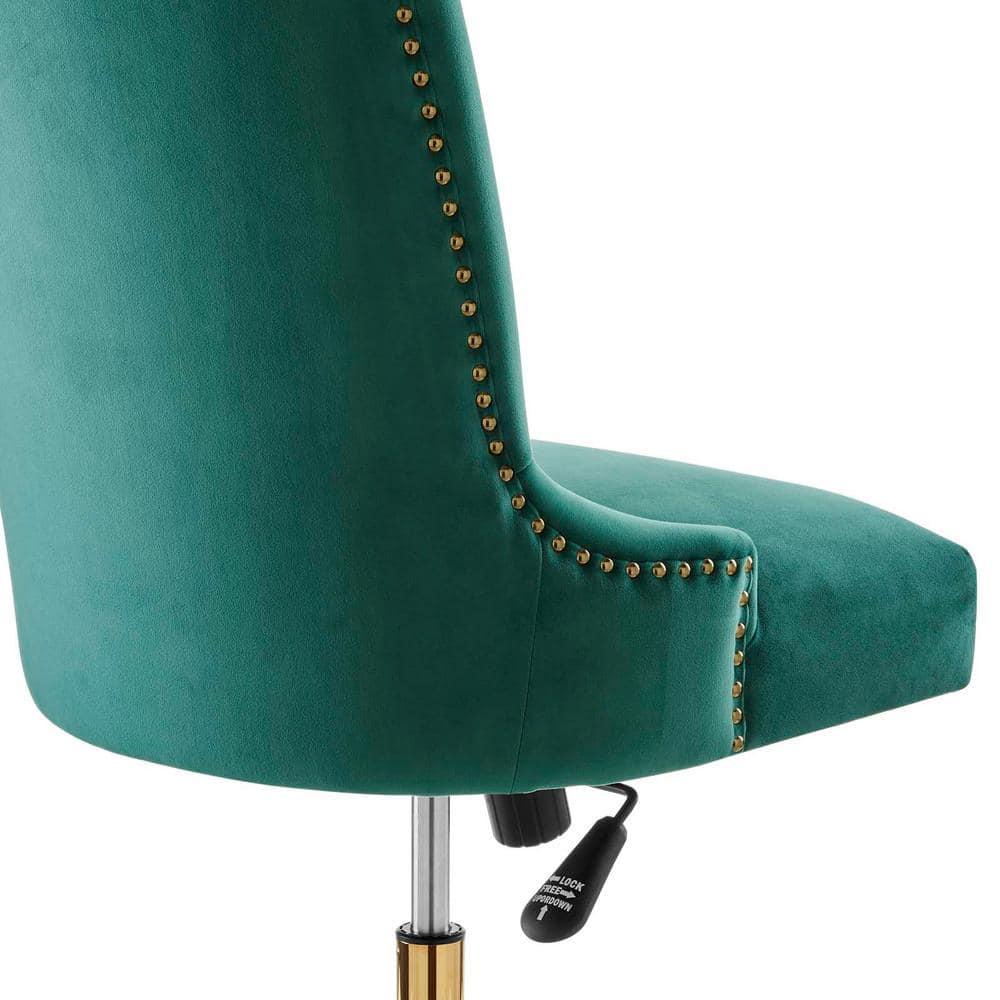 Empower Channel Tufted Performance Velvet Office Chair Gold Teal - Modway: Swivel Desk Chair with Casters, Adjustable Height