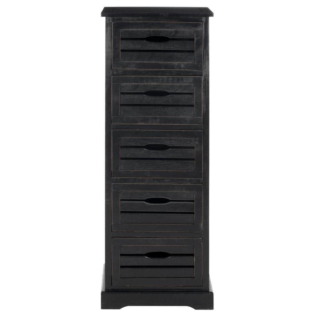 Samara 5 Drawer Cabinet - AMH5714 - Distressed Black - Safavieh Couture