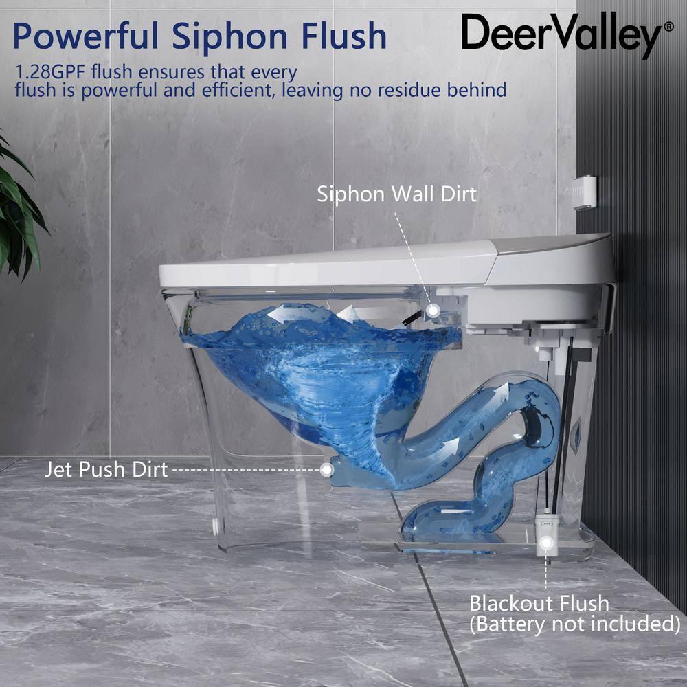 DeerValley DV-1S0150-V3 Smart Bidet Toilet Elongated, Auto Open/Close Lid, Seat Heat, Foot Kick & Blackout Flush, Premium