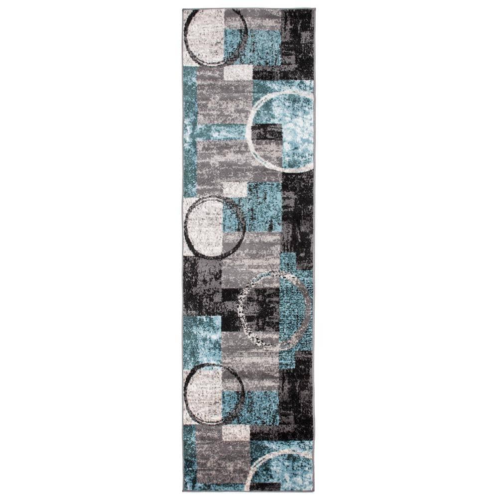 World Rug Gallery Abstract Circle Area Rug - GRAY 2'7"x10'