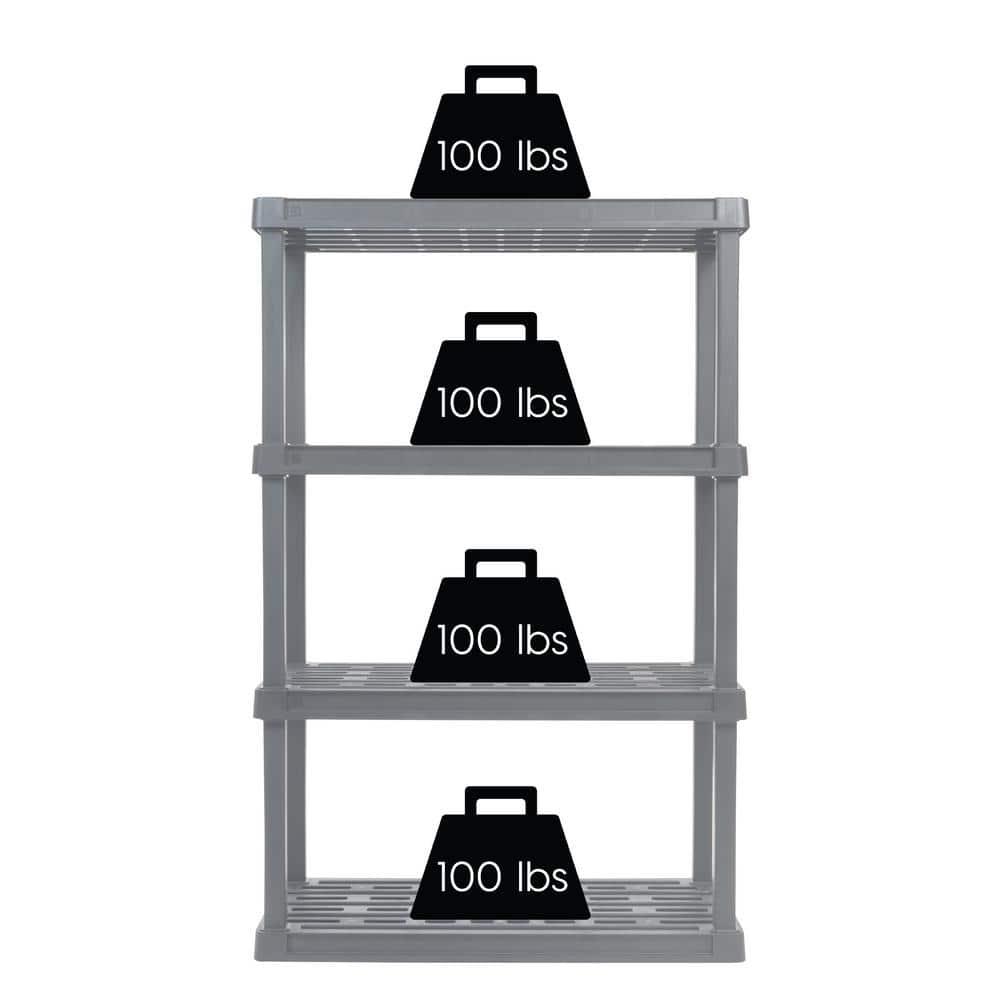 IRIS USA, Inc. 4-Tier Large Plastic Garage Storage Shelving Unit, Gray (18 W x 56 H x 36 D)