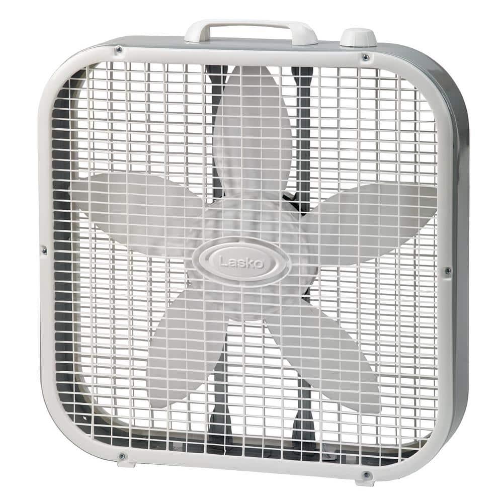 Lasko 20" Classic Box Fan with Weather-Resistant Motor, 3 Speeds, 22.5" H, White, B20200, New