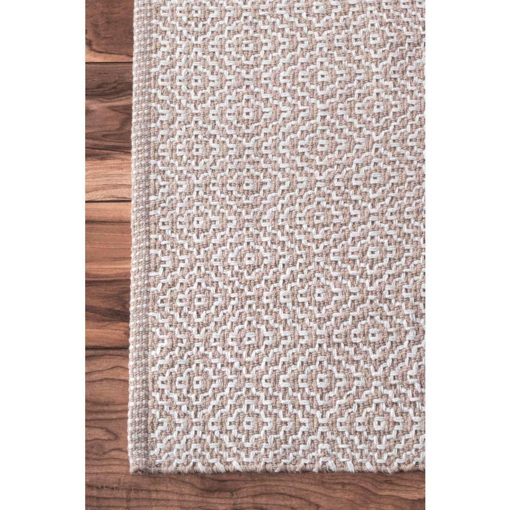 6'x9' Cotton Hand Loomed Lorretta Area Rug Taupe - nuLOOM: Modern Flat Pile Rectangle, Indoor Use, Canvas Backing