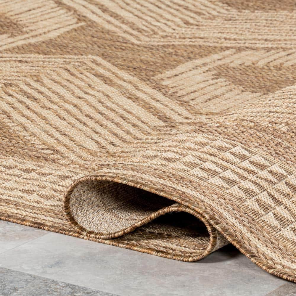 nuLOOM 5' x 8' Outdoor Geometric Area Rug, Stain Resistant, Weather Resistant, High Traffic, Patio, Balcony, Outside, Ranya Light Brown