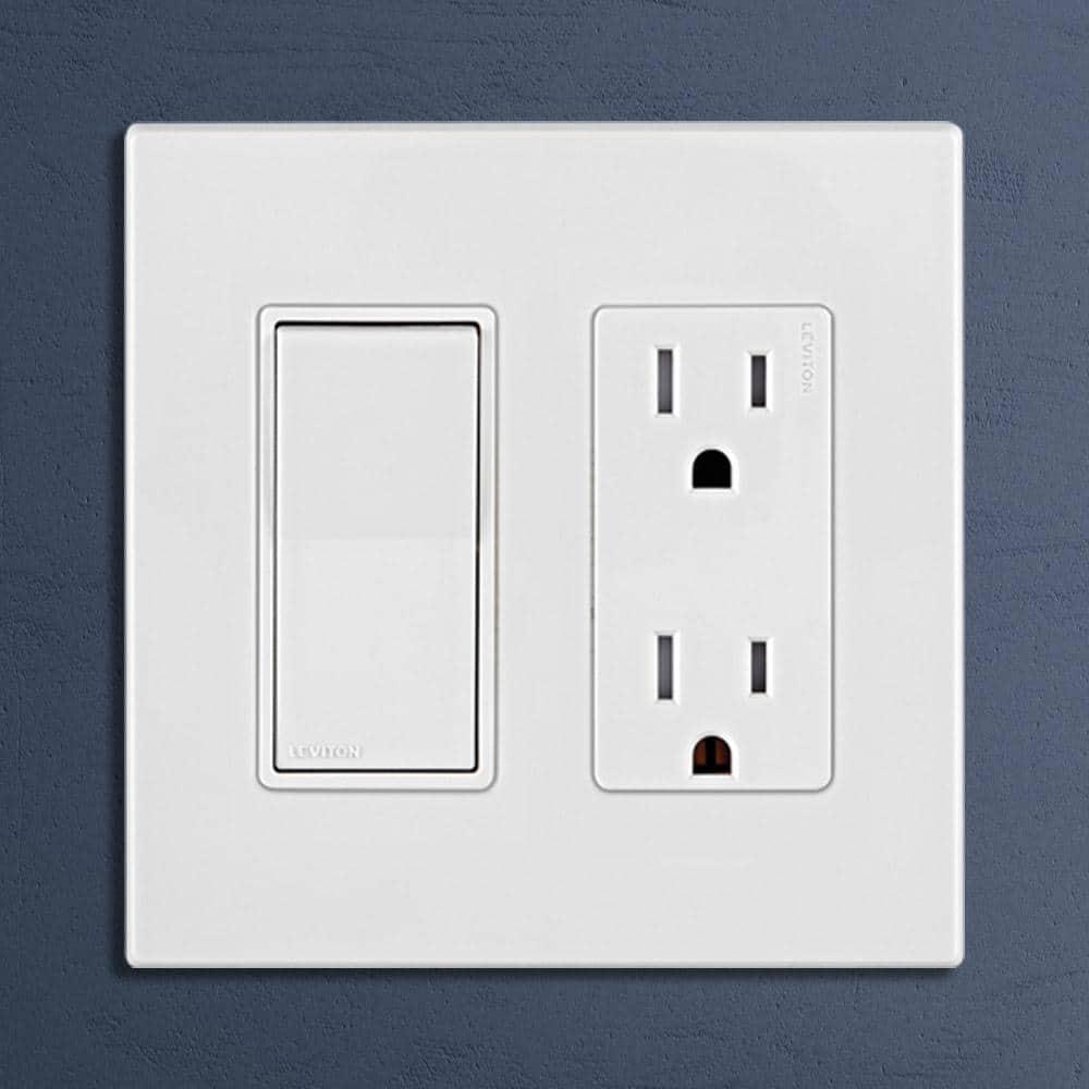 Leviton Decora Edge 15 Amp Single Pole Rocker Switch, White E5601